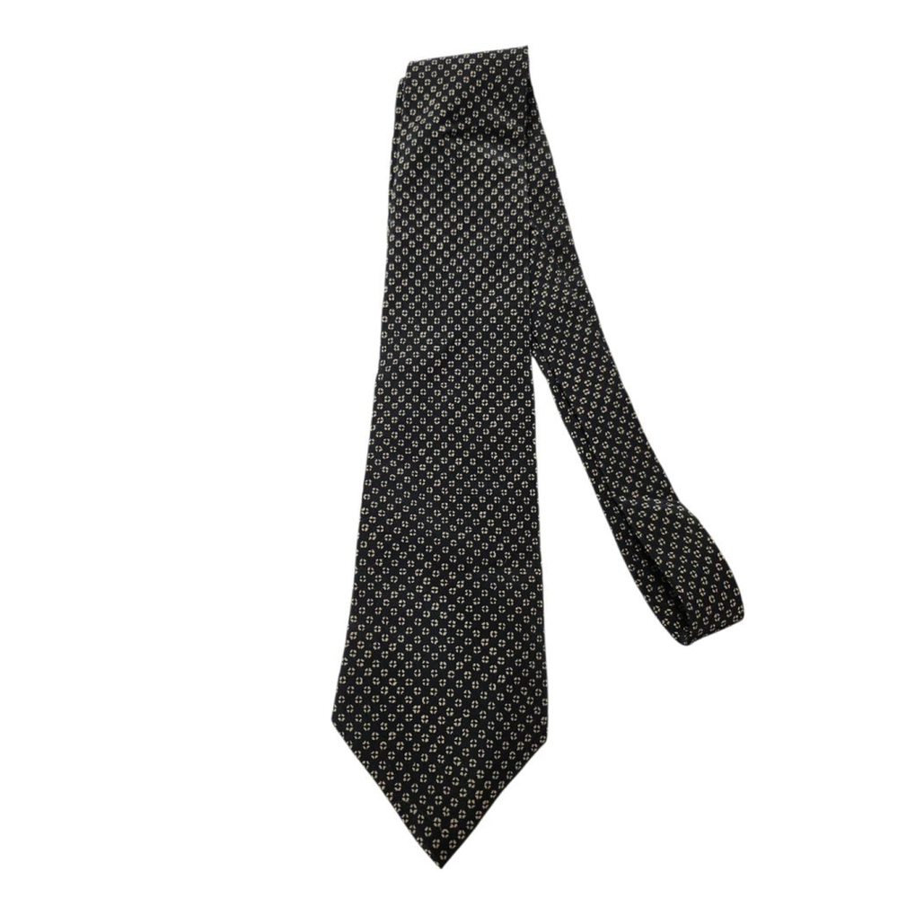 Men's Legacy by Belle Black Beige Patterned Silk Tie